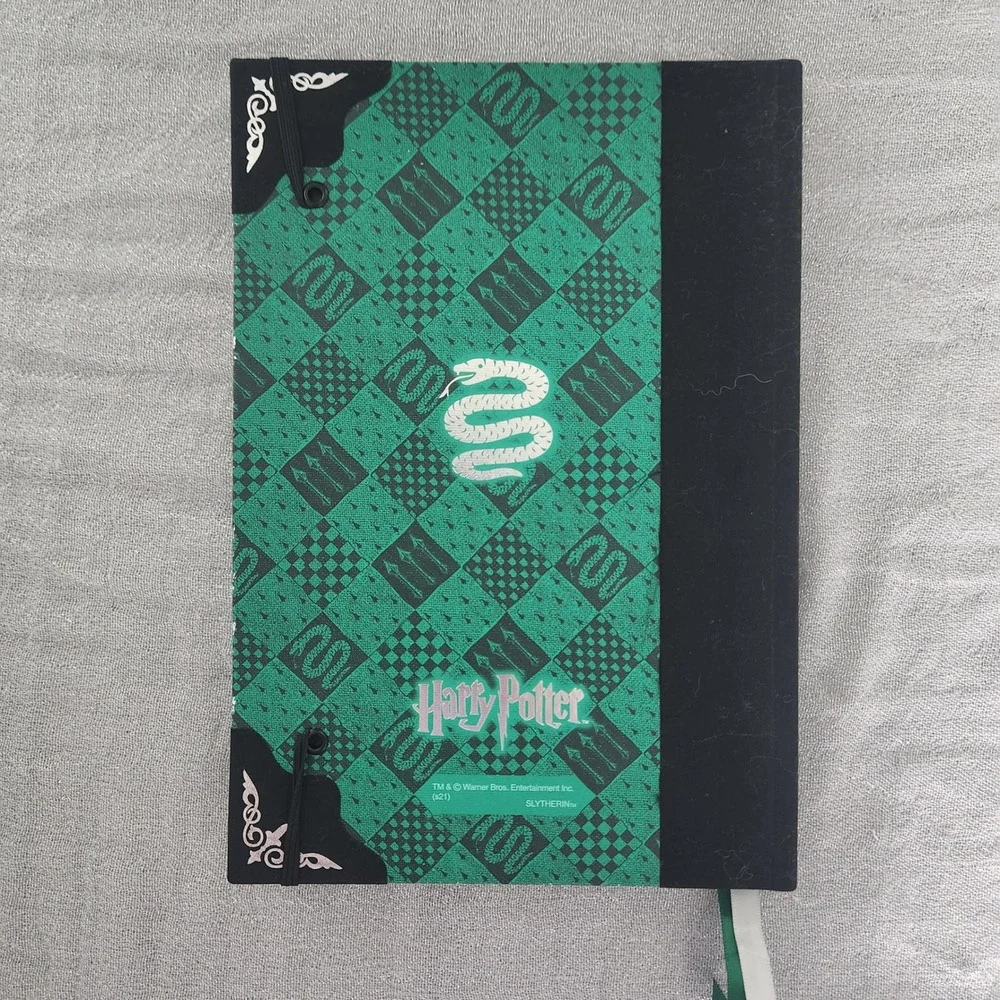 Harry Potter Slytherin House Journal Green Black Metallic Crest Lined Notebook